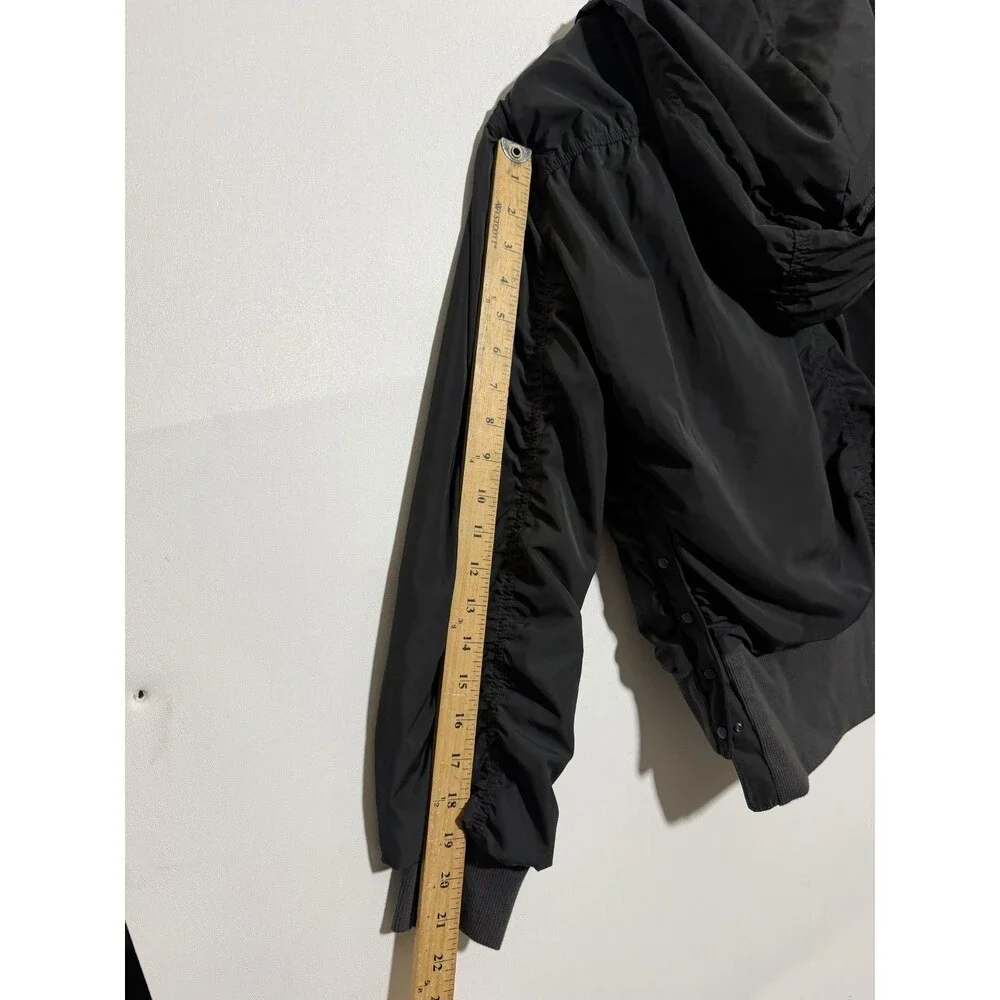 Athleta Jetset Bomber Jacket Womens Small Black Full Zip Hidden Hood